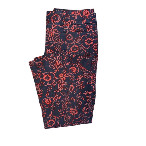 Loft Blue & Red Floral Rivera Pants - Petite 00 - Picture 1 of 6